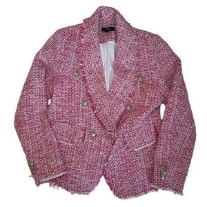 Aqua Tweed Double Breasted Blazer